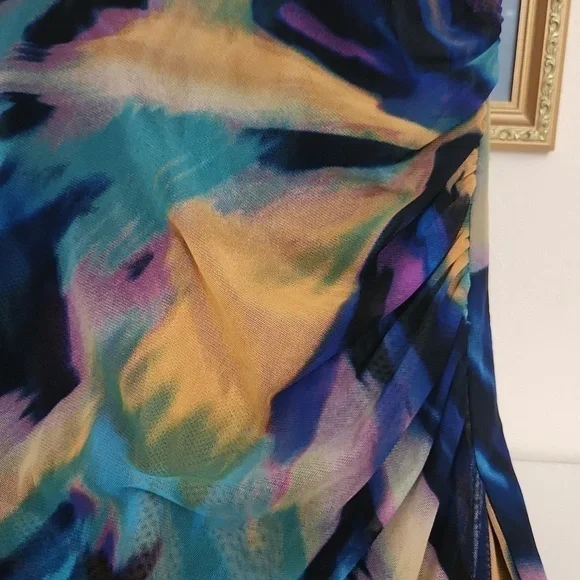 Multicolor Abstract Retro Women's Dress Size 8 Watercolor Unique Vintage - Picture 5 of 12